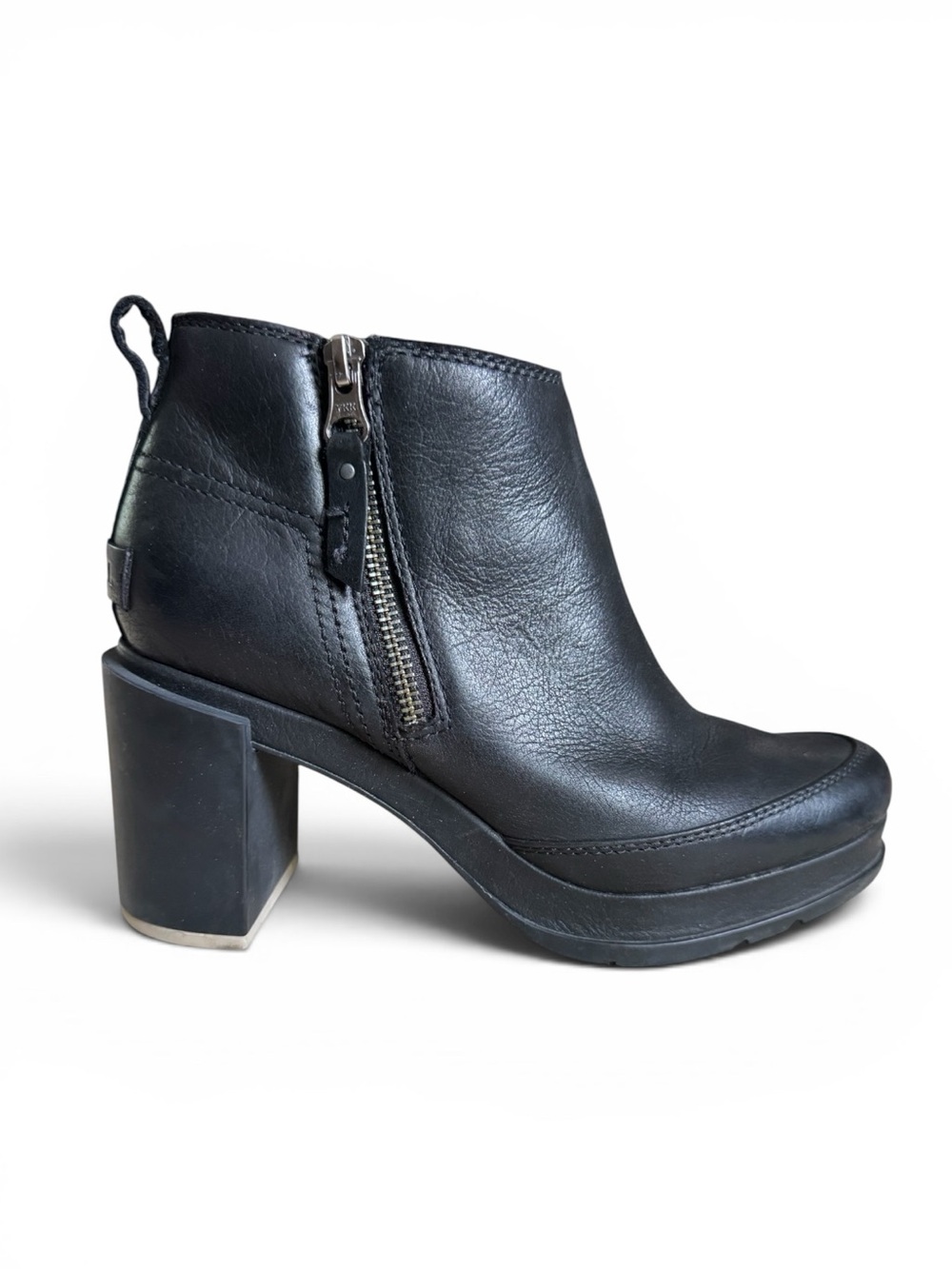 Sorel Blake Leather Platform Ankle Booties Black Block Heel Women’s 7.5